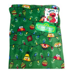 Sesame Street Christmas Decorative Plush Throw Blanket 50x70" Green with Lights